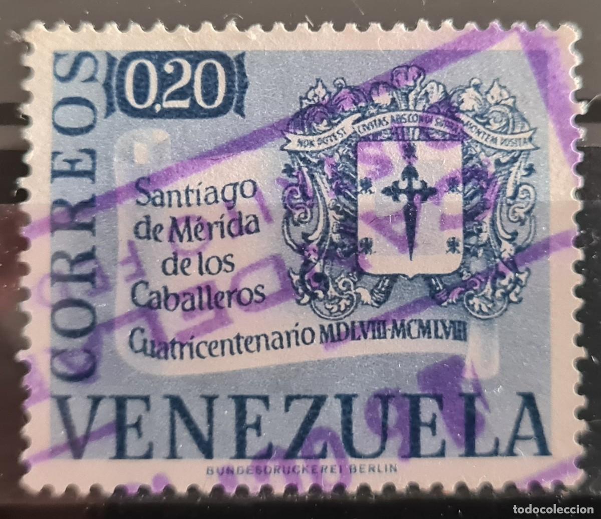 Sellos: Sello usado de Venezuela 1958: IV Centenario de la villa de Santiago de M&eacute;rida de los Caballeros