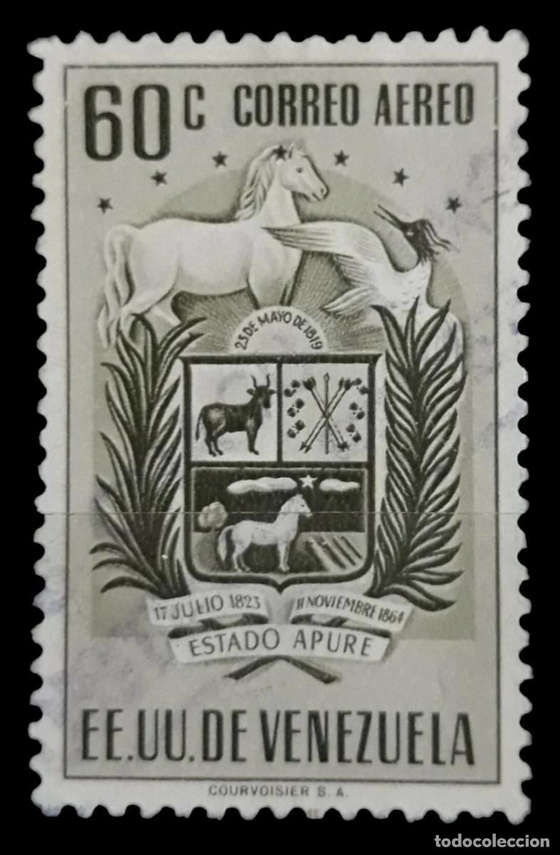 Sellos: VENEZUELA 1953 Estado de Apur&eacute;. A&eacute;reo. 60 C. USADO.