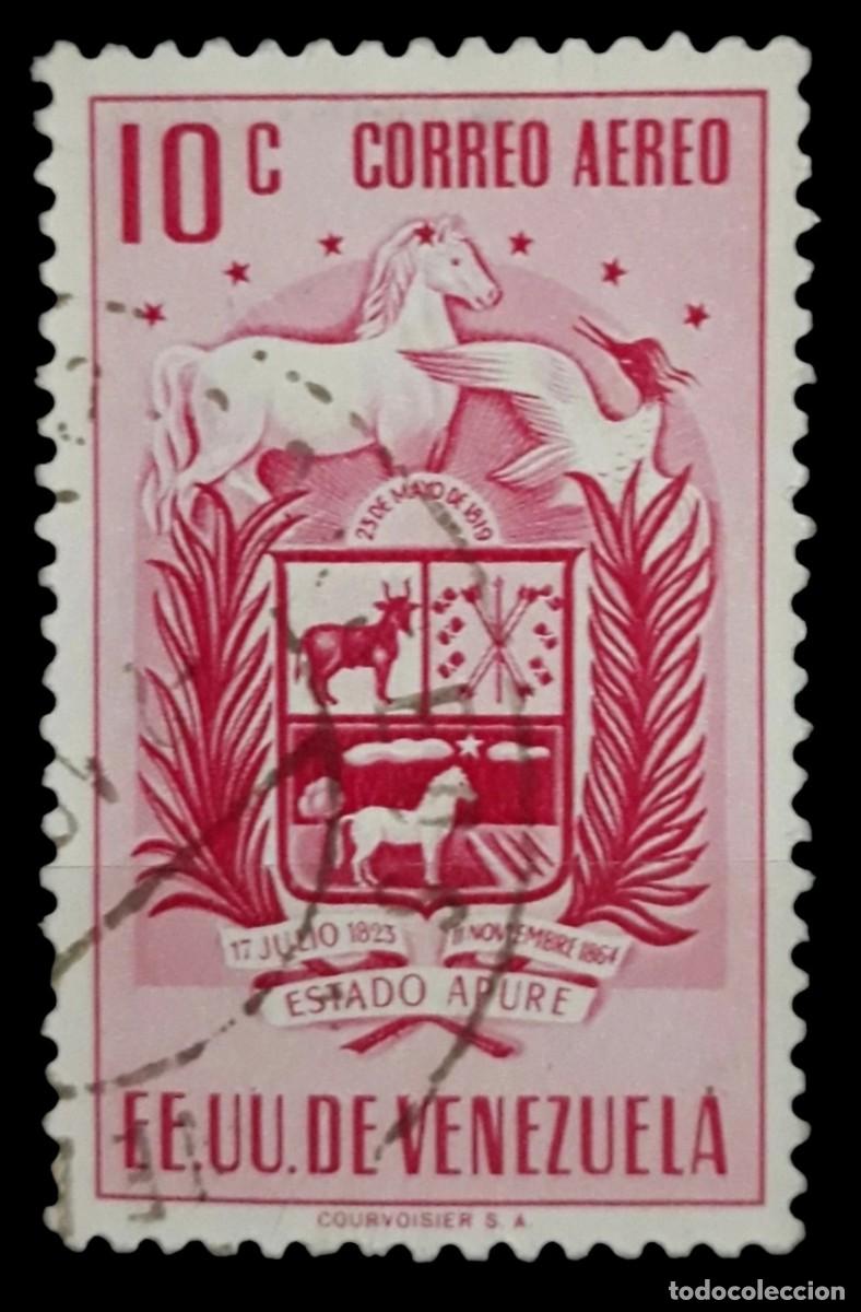 Sellos: VENEZUELA 1953 Estado de Apur&eacute;. A&eacute;reo. 10 C. USADO.