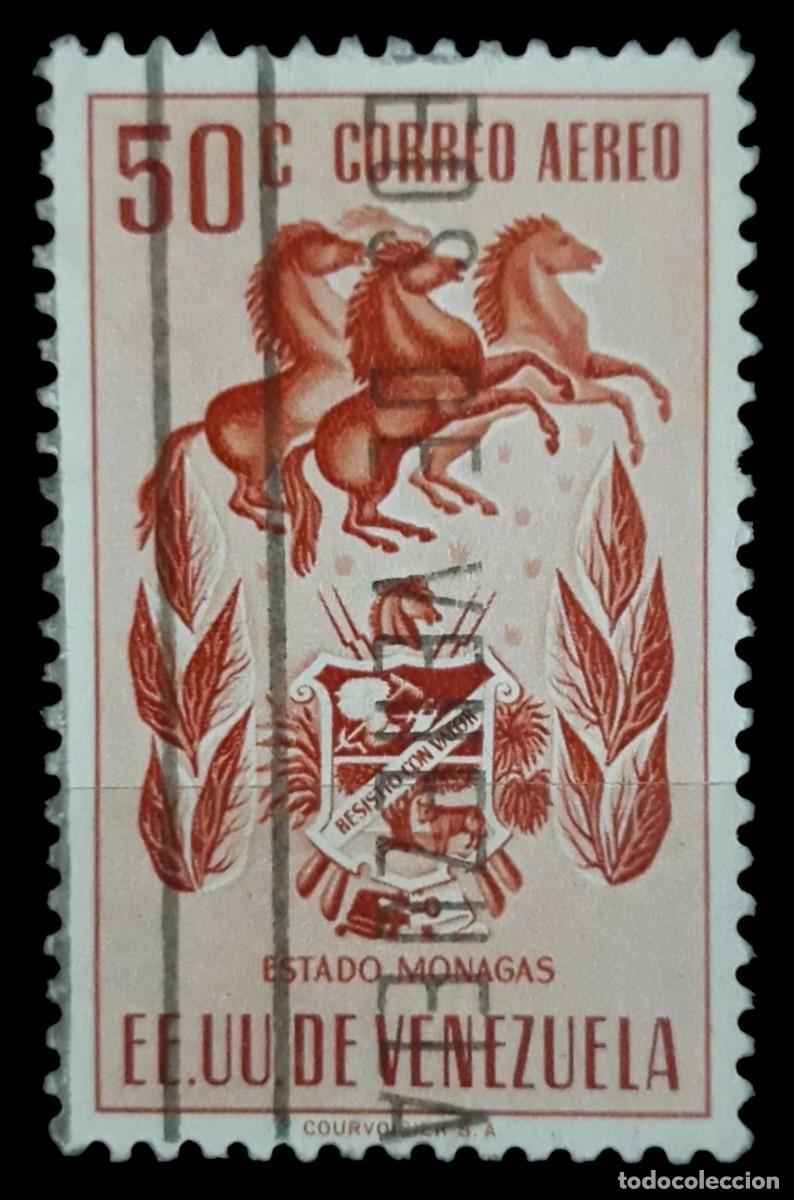 Sellos: VENEZUELA 1953 Estado de Monagas. A&eacute;reo. USADO.