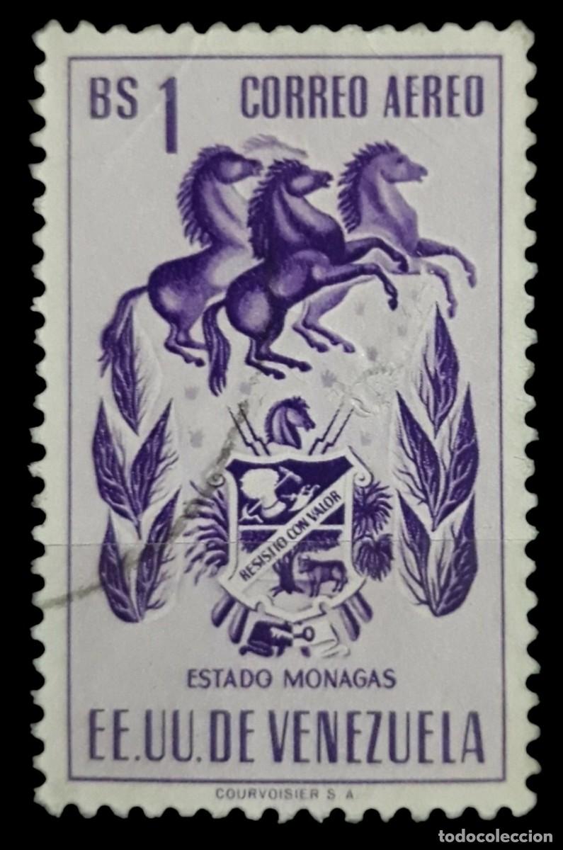 Sellos: VENEZUELA 1953 Estado de Monagas. A&eacute;reo. USADO.