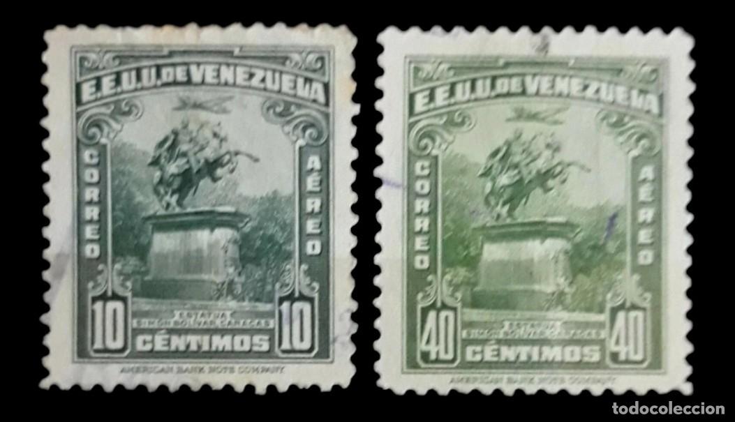 Sellos: VENEZUELA 1947 Monumento a Sim&oacute;n Bolivar. Caracas. A&eacute;reos. USADO.