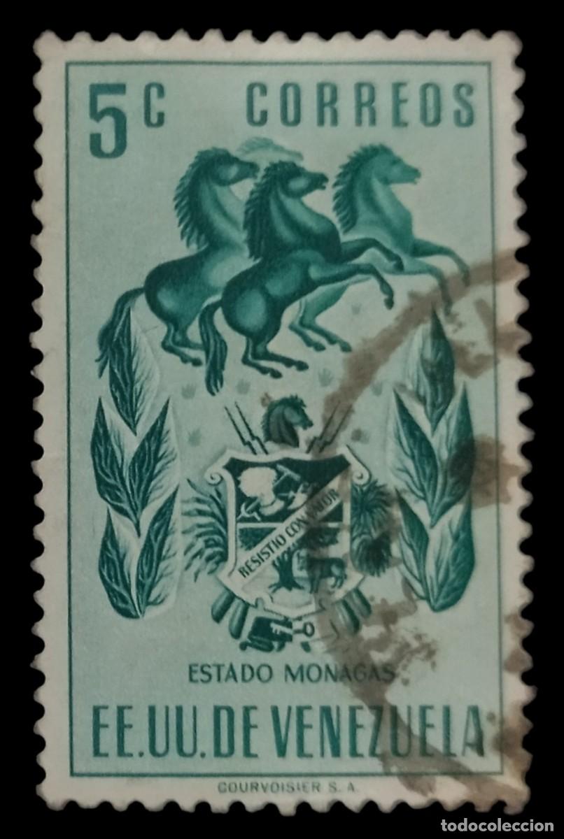 Sellos: VENEZUELA 1953 Estado de Monagas. A&eacute;reo. USADO.