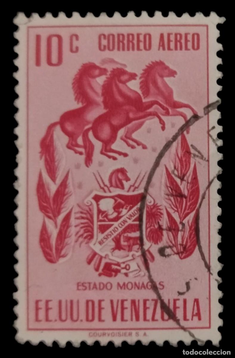 Sellos: VENEZUELA 1953 Estado de Monagas. A&eacute;reo. USADO.