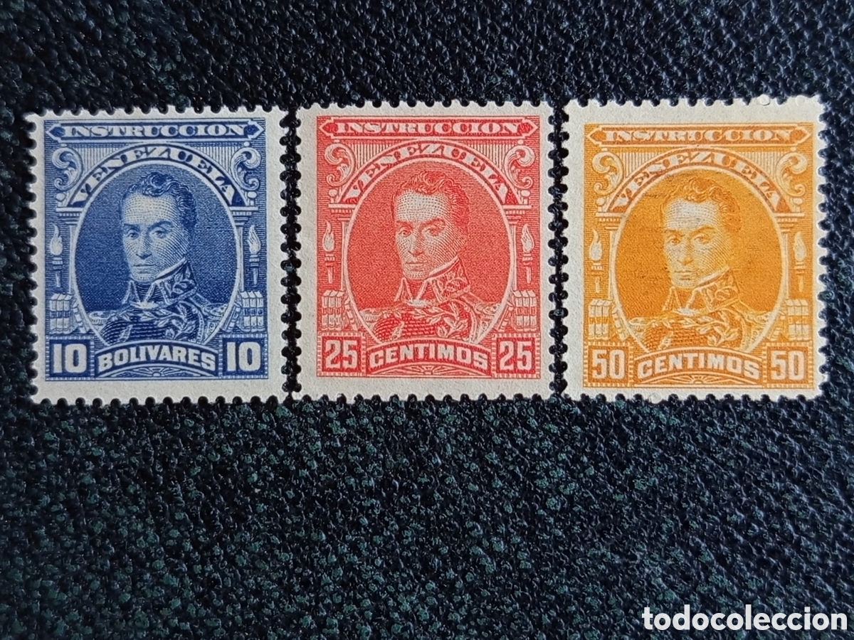 Sellos: Lote 3 Sellos Venezuela 1904 Instrucci&oacute;n Bol&iacute;var Scott AR27/AR30/AR33 MH