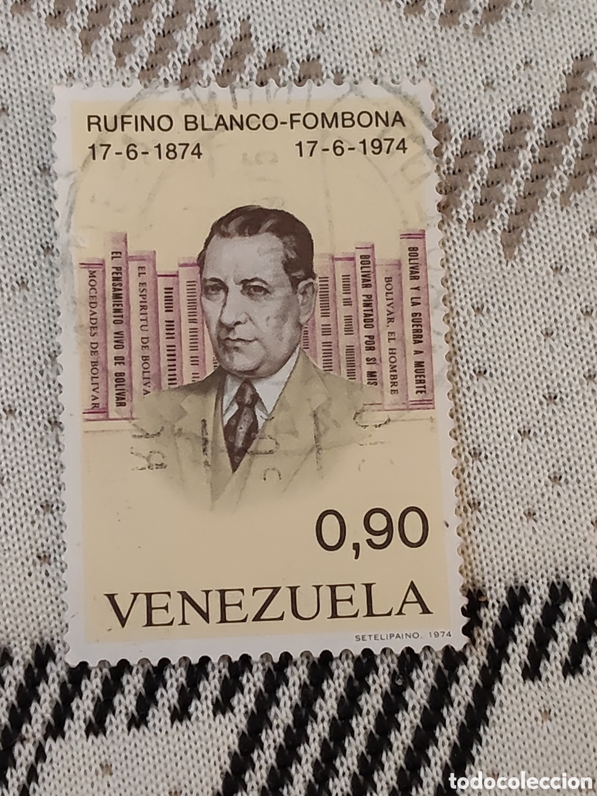 Sellos: Sello de Venezuela Rufino Blanco Fombona escritor y pol&iacute;tico 1974