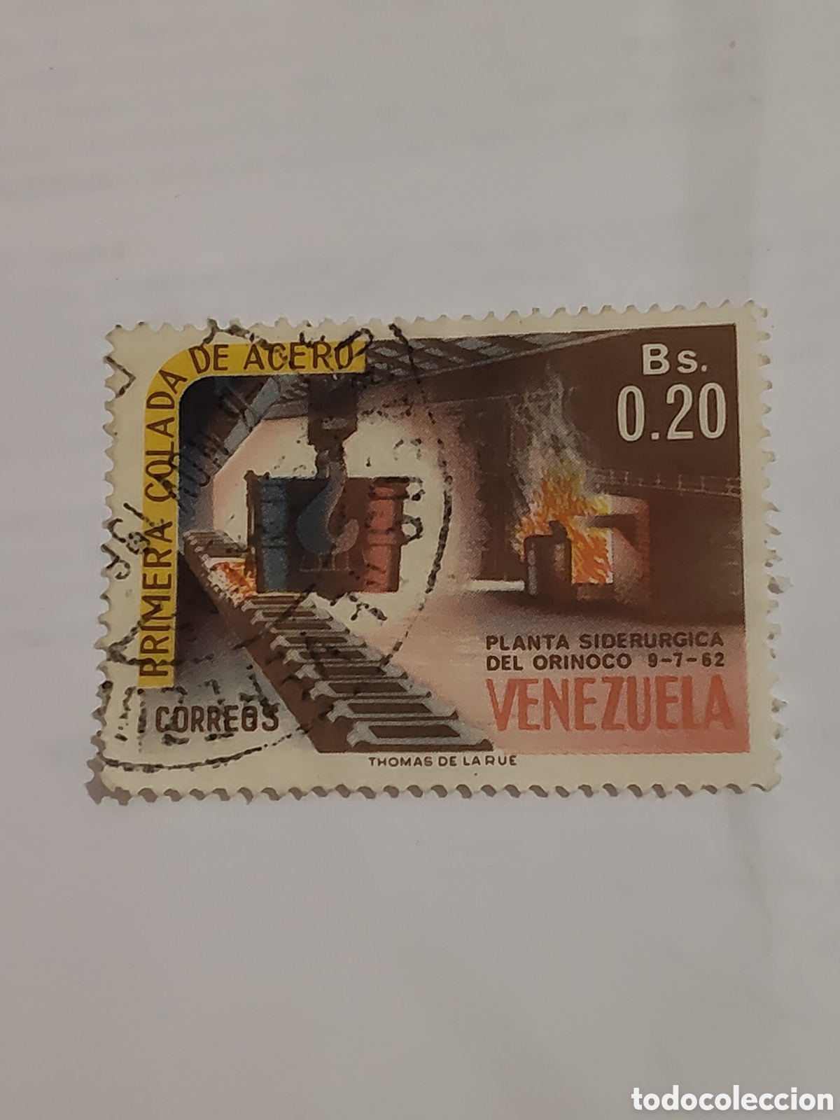Sellos: Sello de Venezuela primera colada de acero de la planta sider&uacute;rgica del Orinoco 1962