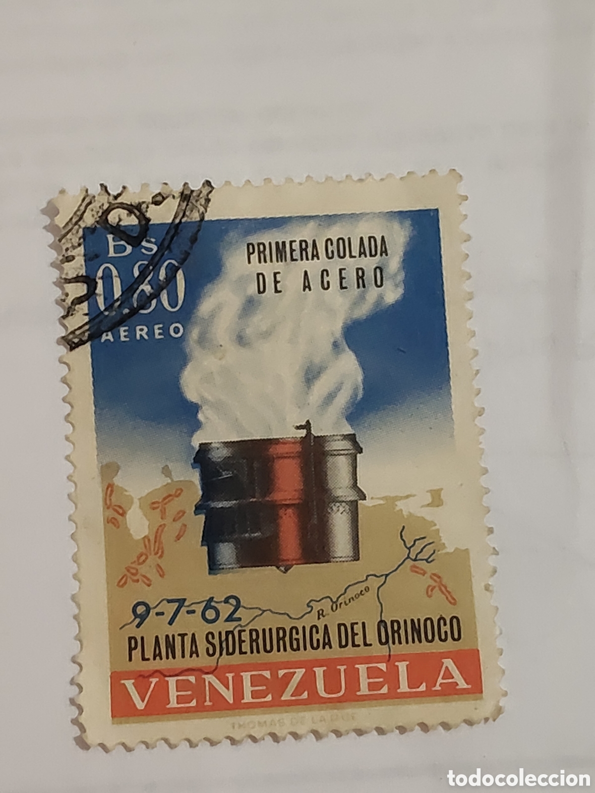 Sellos: Sello de Venezuela primera colada de acero de la planta sider&uacute;rgica del Orinoco 1963