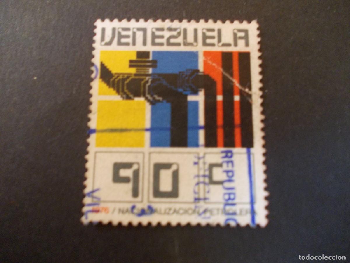 Stamps: Sello Venezuela 90c Nacionalizaci&oacute;n Petrolera industria filatelia venezolana 1976
