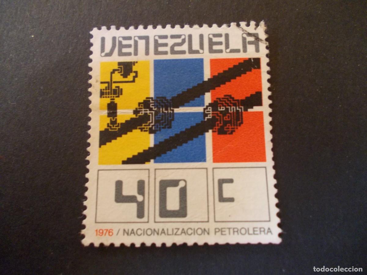 Francobolli: Sello Venezuela 40c Nacionalizaci&oacute;n Petrolera industria filatelia venezolana 1976