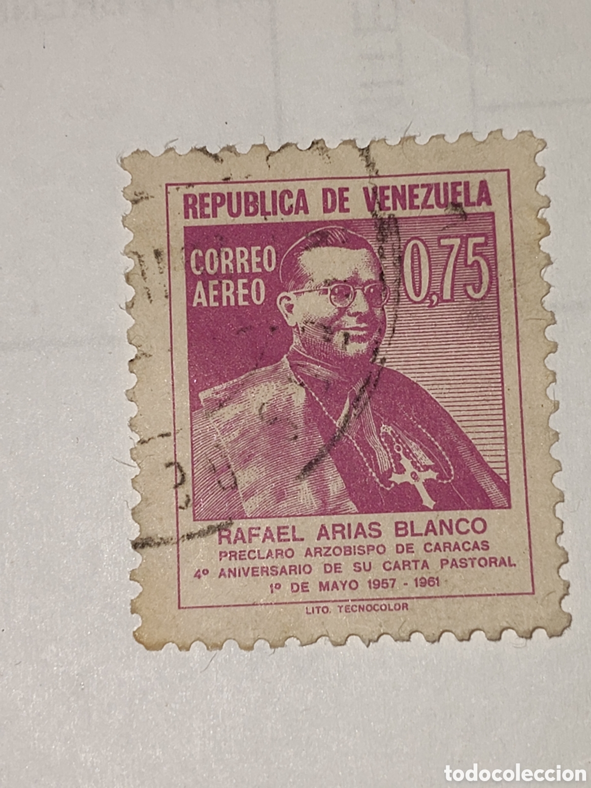 Sellos: Sello de Venezuela Rafael Arias Banco Arzobispo de Caracas 1961