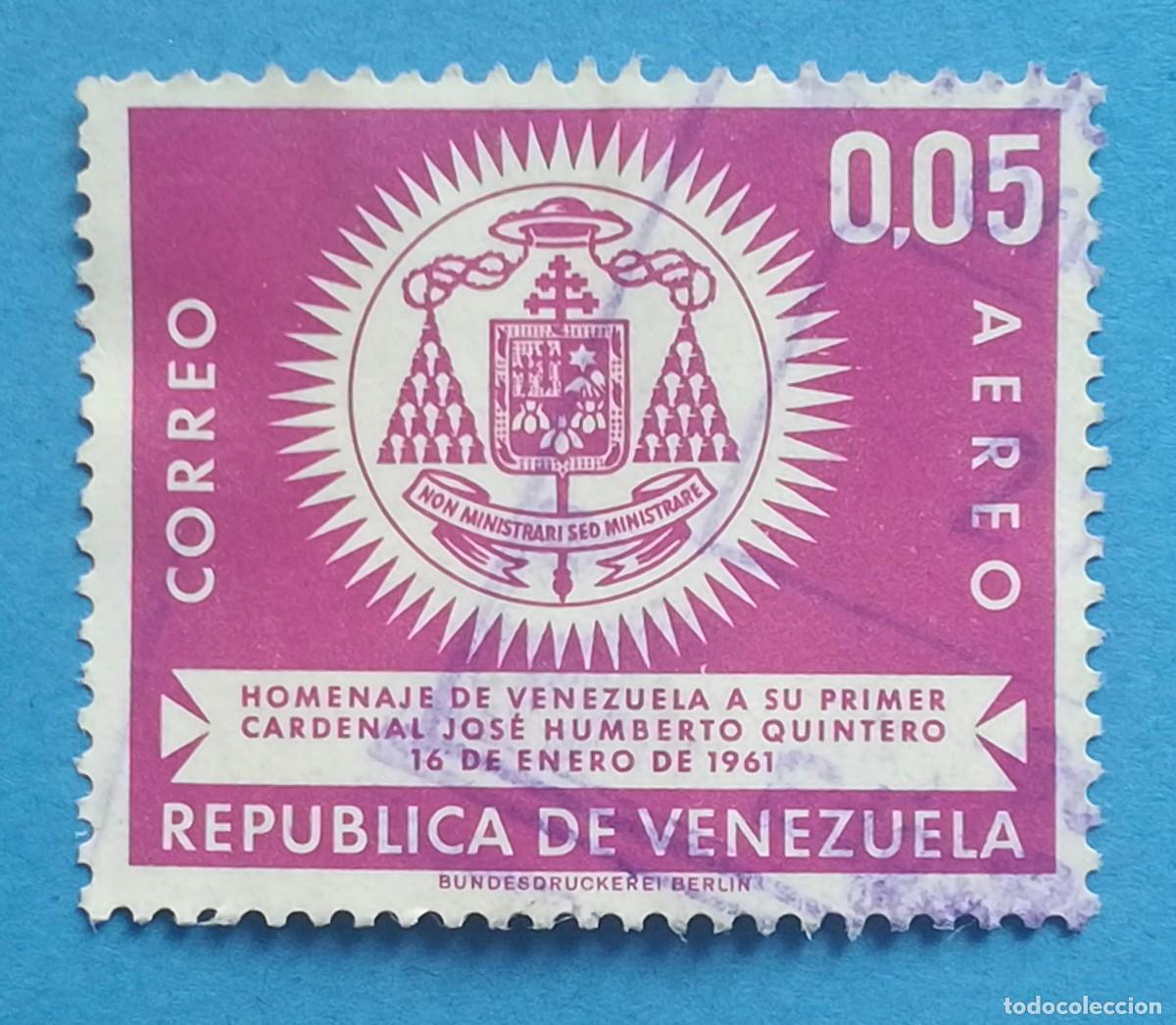 Sellos: Homenaje al primer cardenal Jos&eacute; Humberto Quintero. Yvert 750