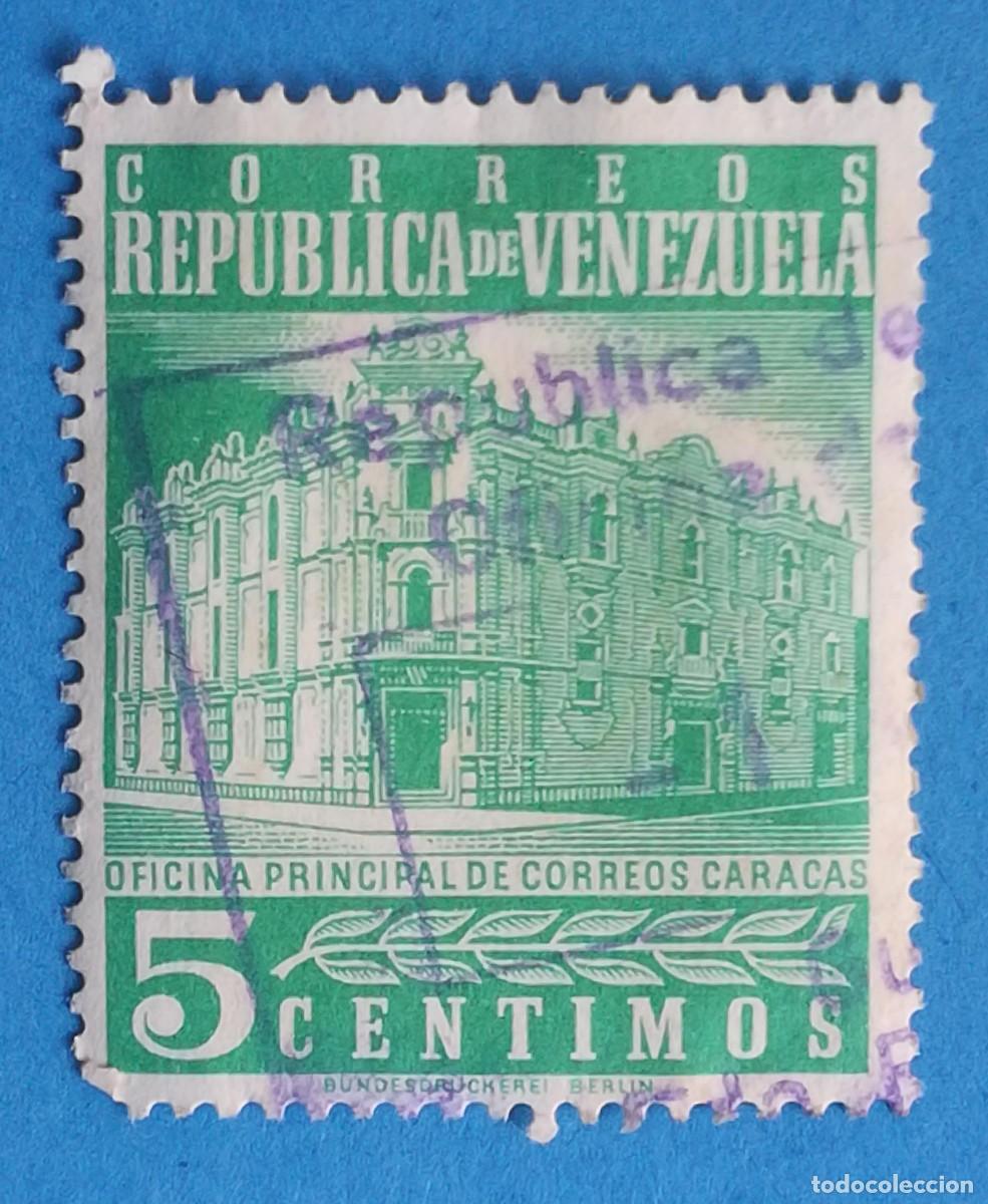 Sellos: Venezuela. Oficina Principal de Correos de Caracas. 5 c&eacute;ntimos. Color verde.