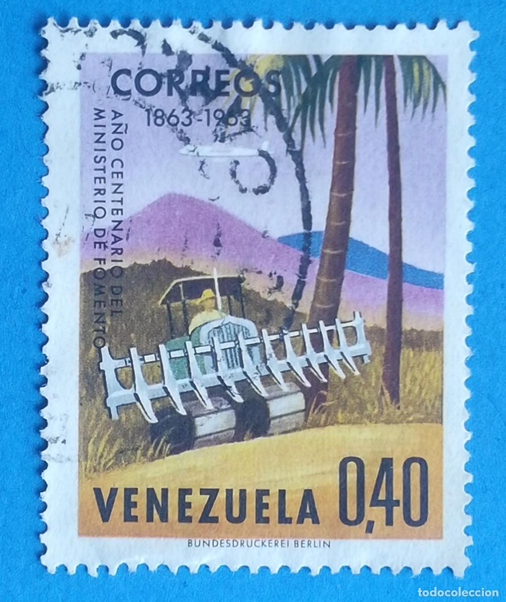 Sellos: Venezuela. A&ntilde;o centenario del ministerio de fomento. Tractor. Yvert 693