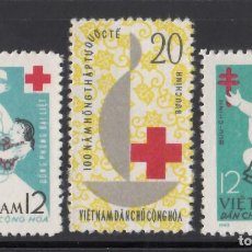 Sellos: VIETNAM, 1963 YVERT Nº 318 / 320 /**/, SIN FIJASELLOS. Lote 345584113
