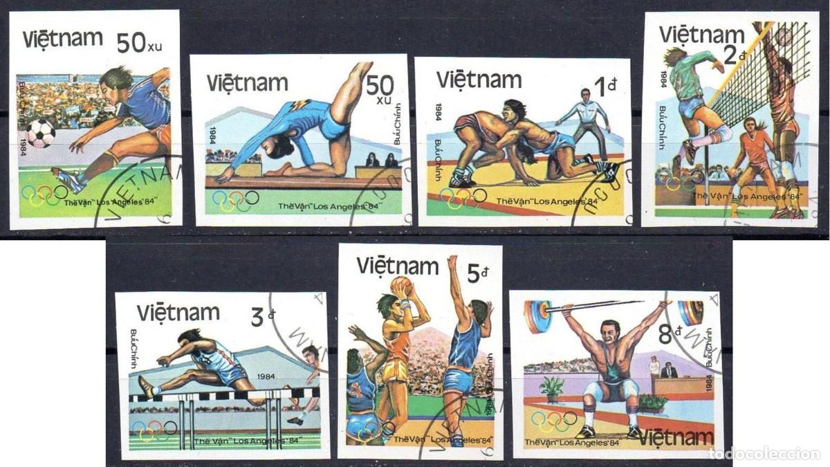 Sellos: VIETNAM 1984 SERIE 7 STAMPS USED MNH IMPERF LOS ANGELES OLYMPIC GAMES JUEGOS OLIMPICOS DEPORTES