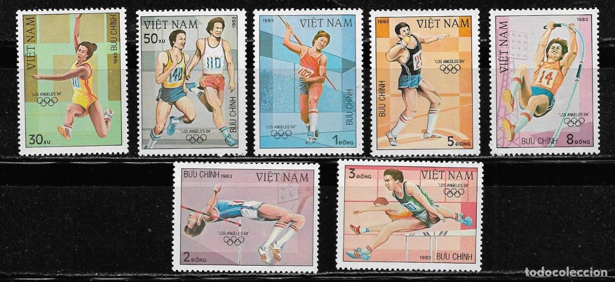 Sellos: VIETNAM 1984, SERIE Ivert 435/441 - JUEGOS OL&Iacute;MPICOS LOS ANGELES 84. MNH.