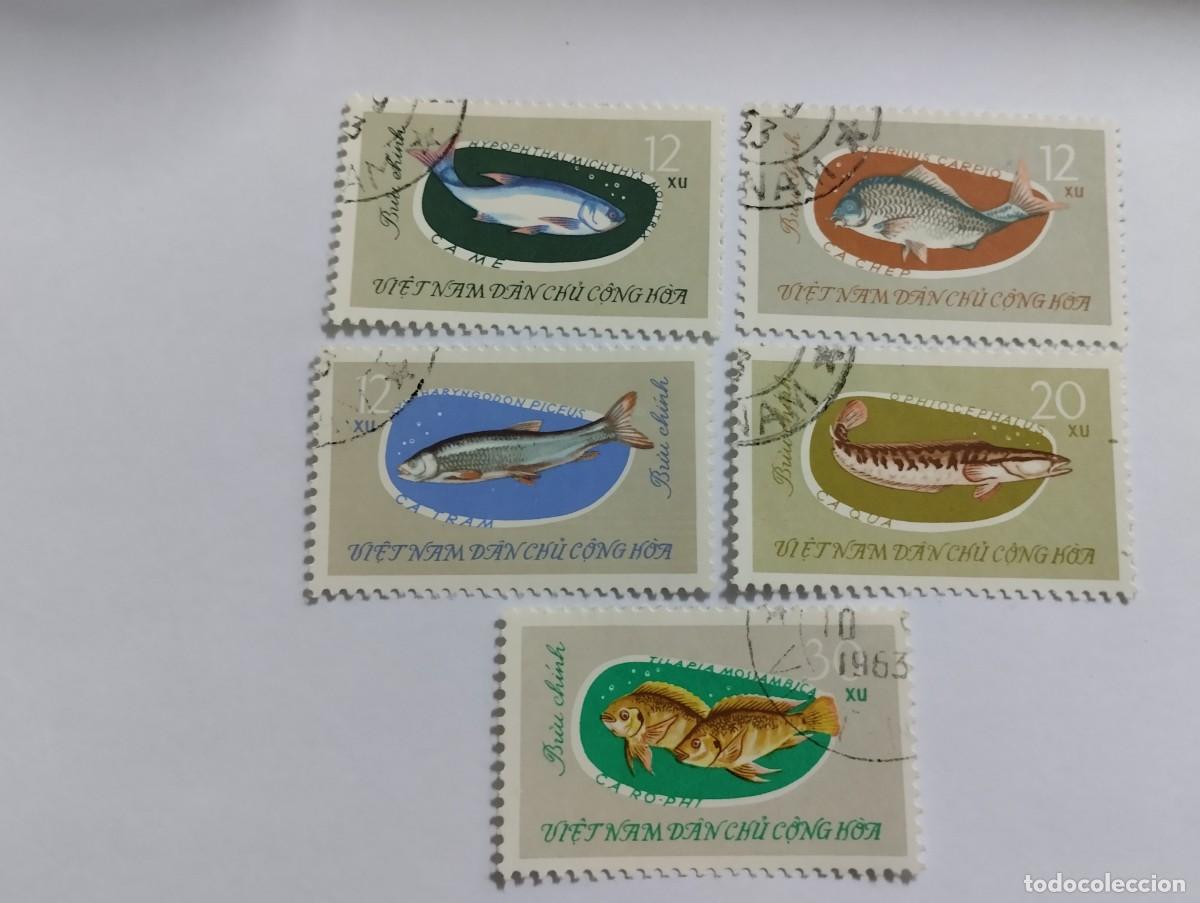Sellos: SELLOS VIETNAM, A&Ntilde;O 1963, SERIE COMPLETA, USADA. YVERT 339/43, MICHEL 270/74.