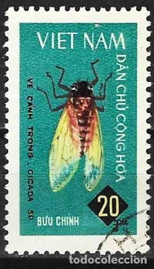 Sellos: Vietnam del Norte 1965 - Mi 383 - YT 455 - Insecto : Cigarra