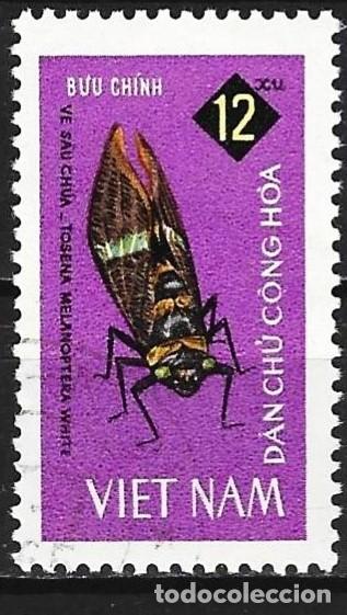 Sellos: Vietnam del Norte 1965 - Mi 382 - YT 454 - Insecto : Cigala asi&aacute;tica