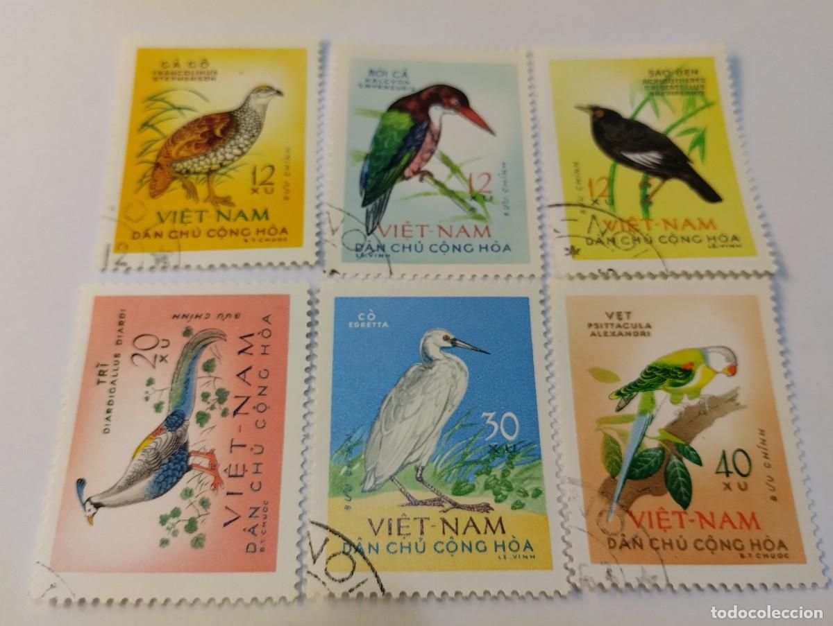 Sellos: SELLOS VIETNAM, A&Ntilde;O 1963, SERIE COMPLETA, YVERT 333/38, AVES.