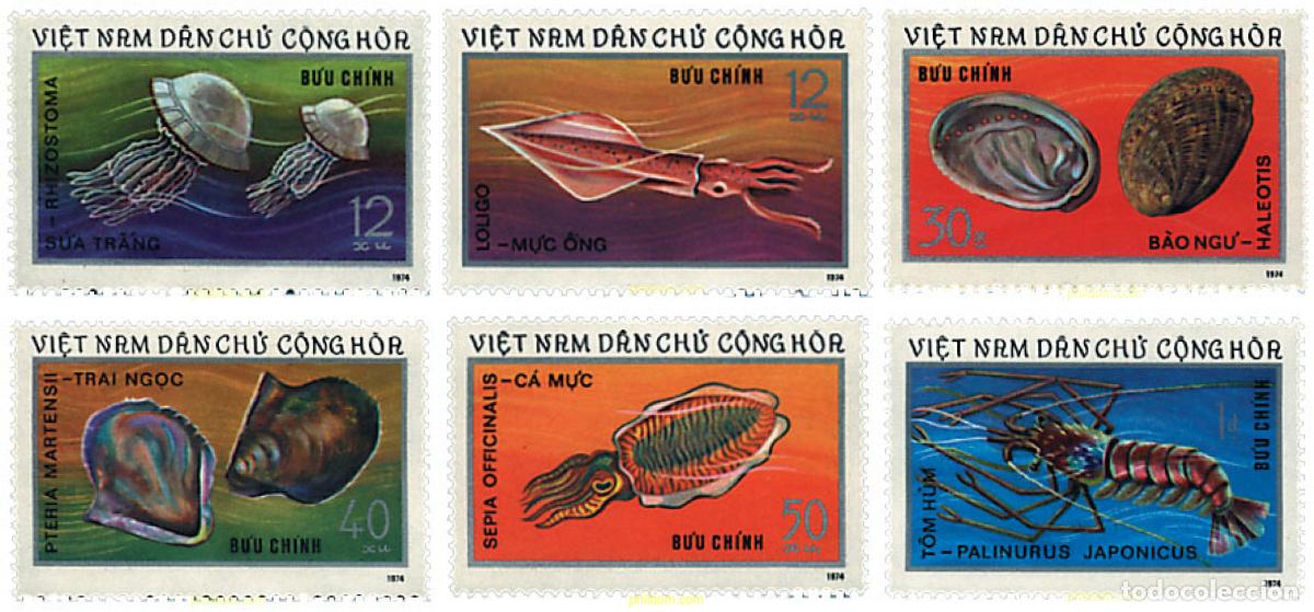 Sellos: 51782 MNH VIETNAM DEL NORTE 1974 FAUNA MARINA