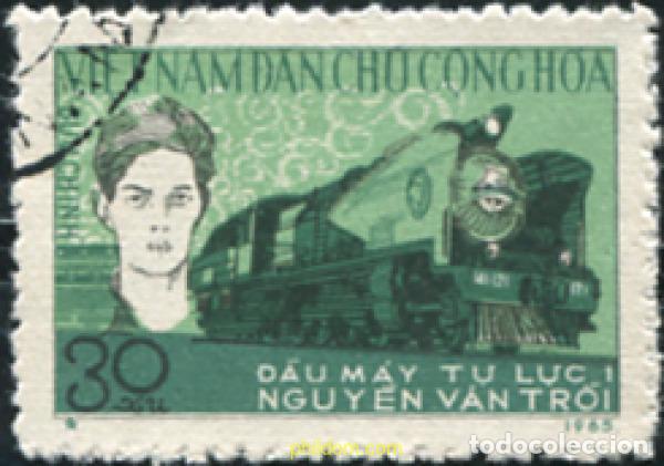 Sellos: 674019 USED VIETNAM DEL NORTE 1965 PRIMERA LOCOMOTORA EN VIETNAM