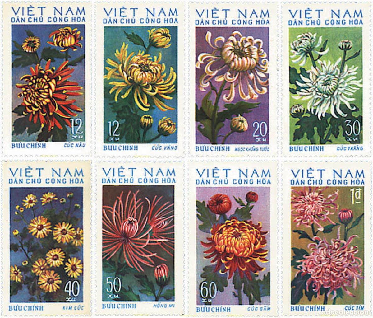 Sellos: 92898 MNH VIETNAM DEL NORTE 1974 CRISANTEMOS