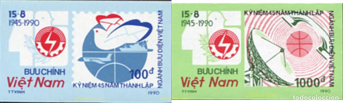 Sellos: 638996 MNH VIETNAM 1990 45 ANIVERSARIO DE LA OFICINA DE CORREOS Y TELECOMUNICACIONES
