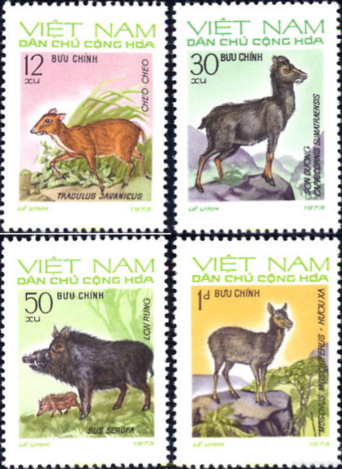 Sellos: 37711 MNH VIETNAM DEL NORTE 1973 FAUNA SALVAJE