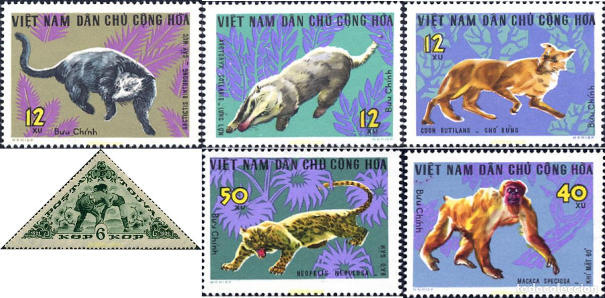 Sellos: 37697 MNH VIETNAM DEL NORTE 1967 FAUNA SALVAJE