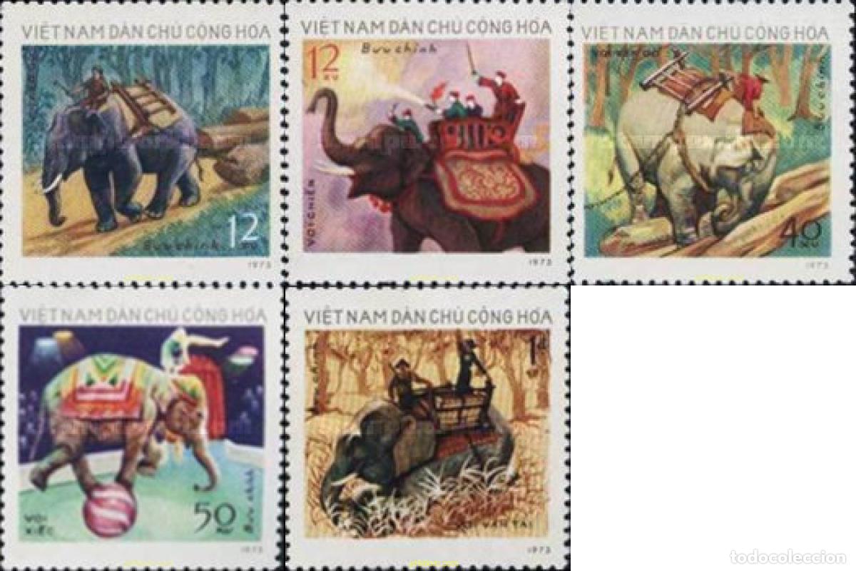 Sellos: 37713 MNH VIETNAM DEL NORTE 1974 ELEFANTES