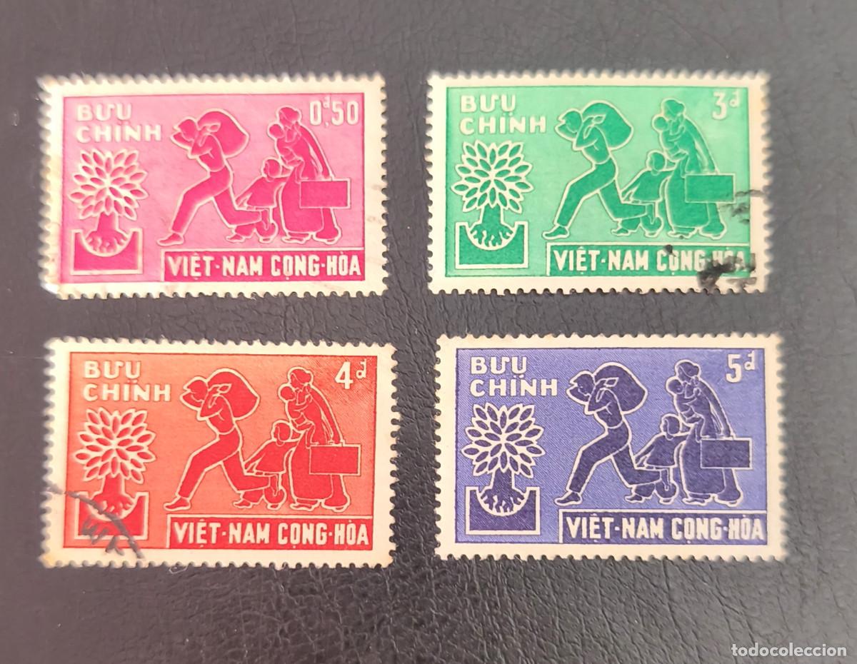 Stamps: Viet-Nam del Sur 1960 Yvert 134/137 A&ntilde;o Internacional del refugiado. Serie completa