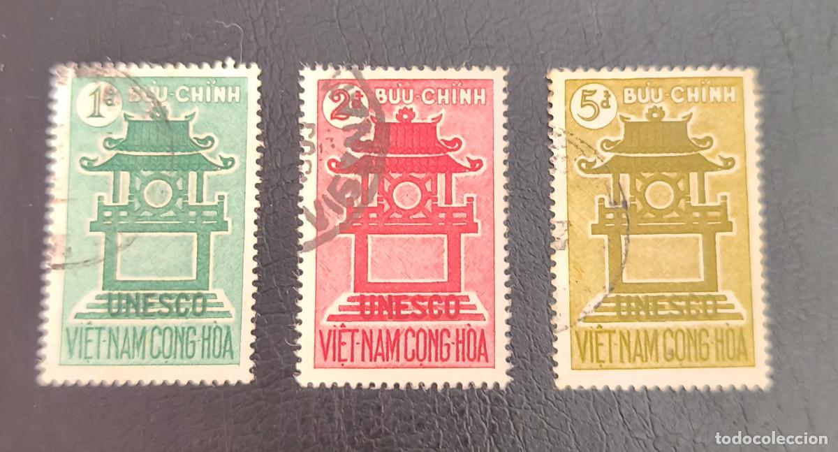 Sellos: Viet-Nam del Sur 1961 Yvert 181/183 15&ordm; Aniversario de la UNESCO. Serie completa