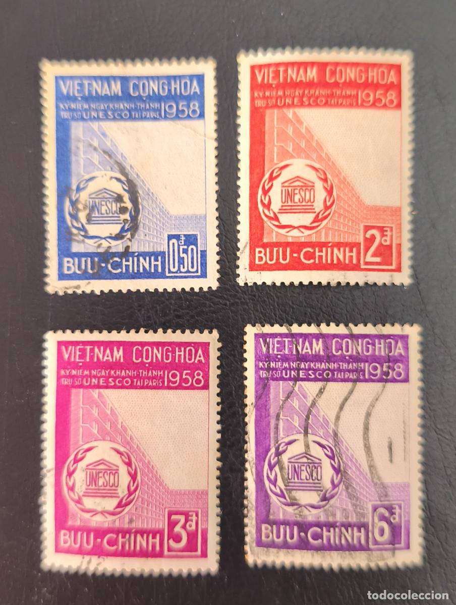 Stamps: Viet-Nam del Sur 1958 Yvert 81/84 Inauguraci&oacute;n de la nueva sede de la UNESCO. Serie completa