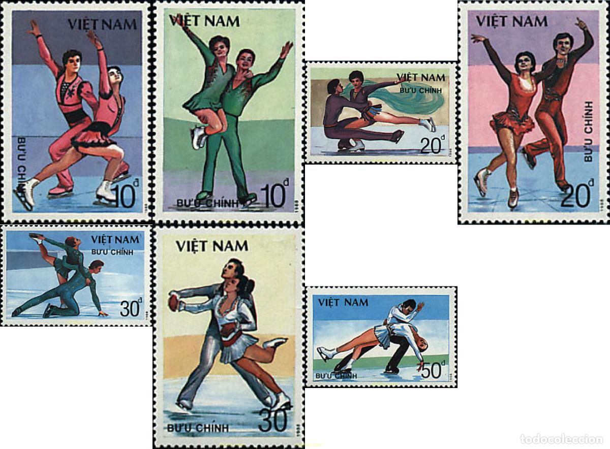 Sellos: 89014 MNH VIETNAM 1989 PATINAJE ARTISTICO SOBRE HIELO