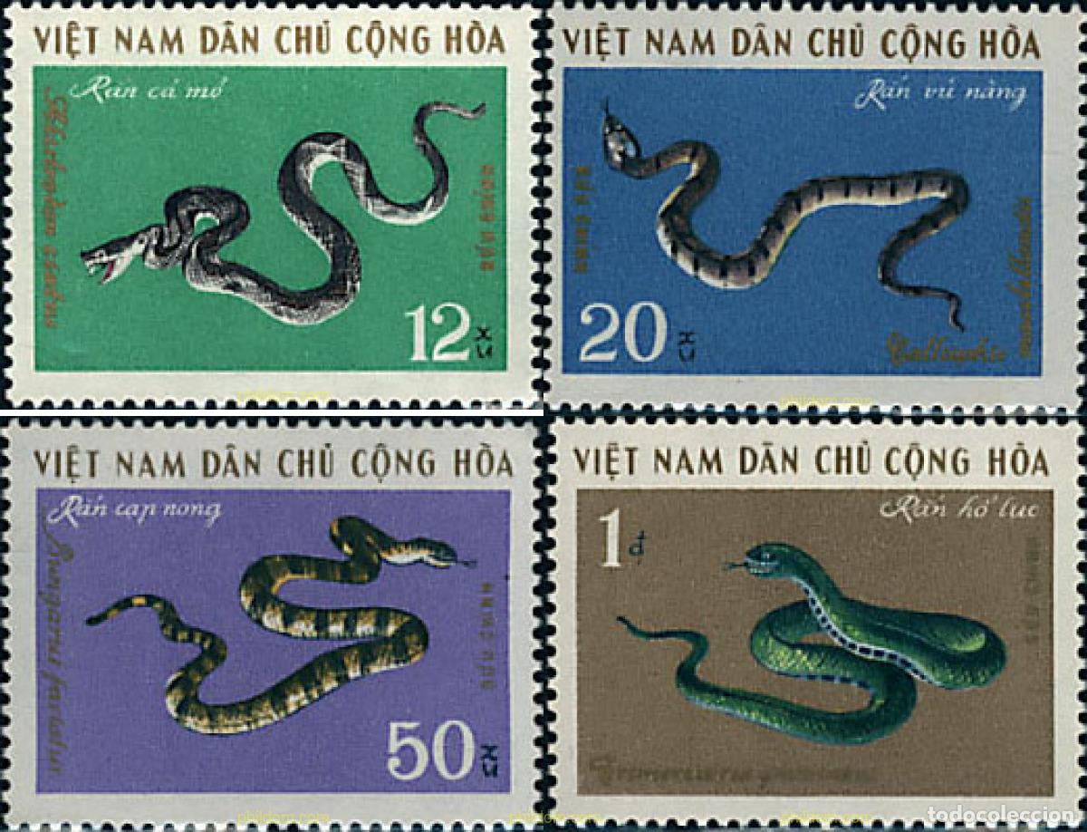Timbres: 37703 MNH VIETNAM DEL NORTE 1970 SERPIENTES