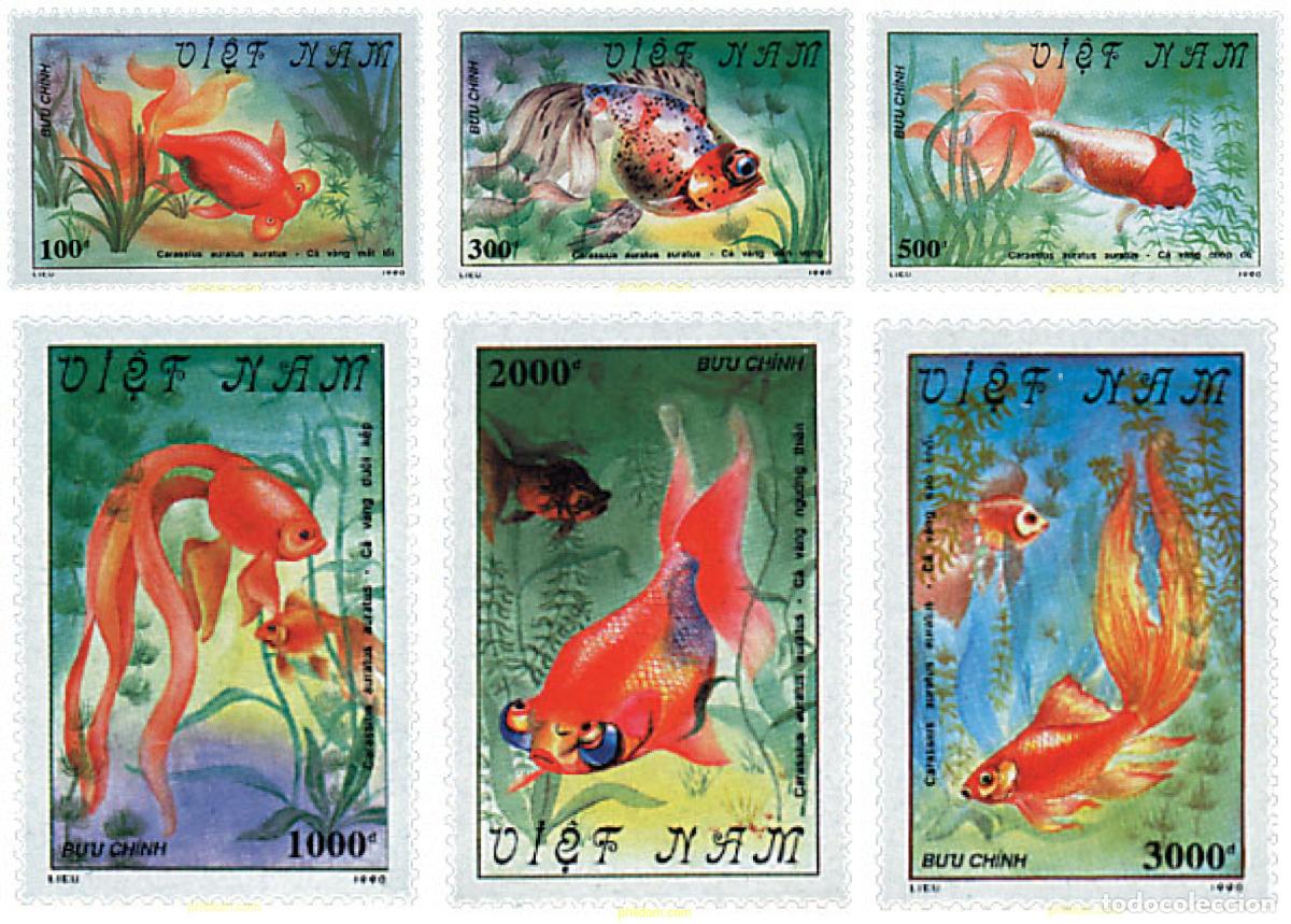 Sellos: 28534 MNH VIETNAM 1990 PECES ROJOS