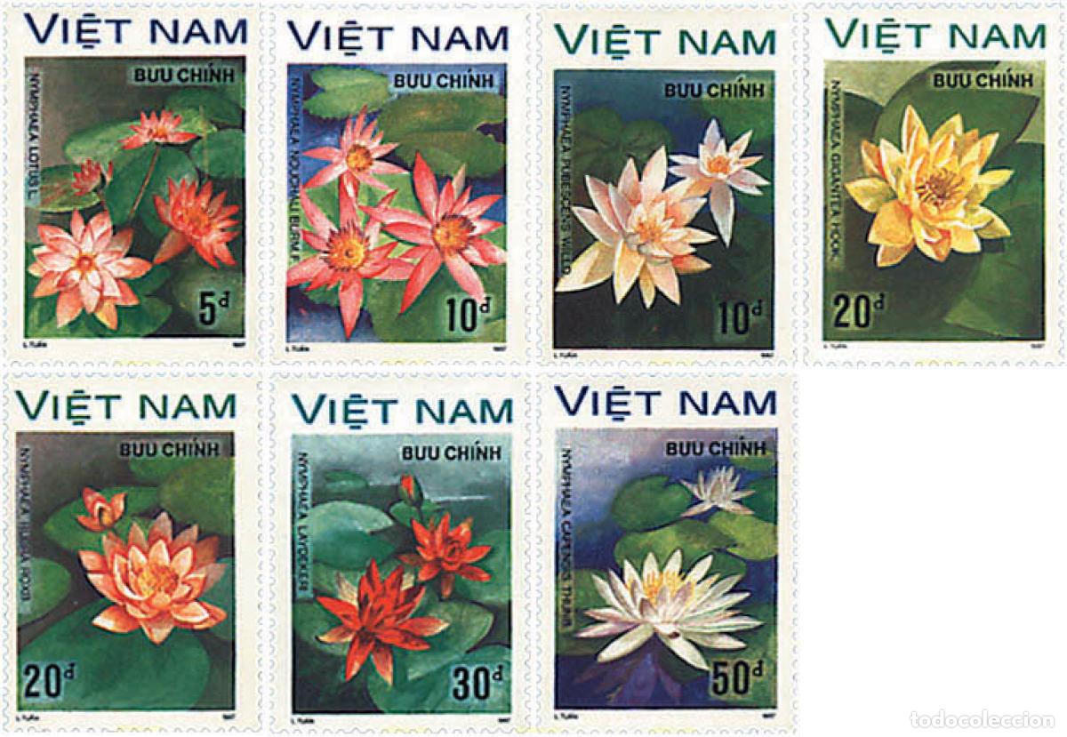 Sellos: 92833 MNH VIETNAM 1988 FLORES ACUATICAS