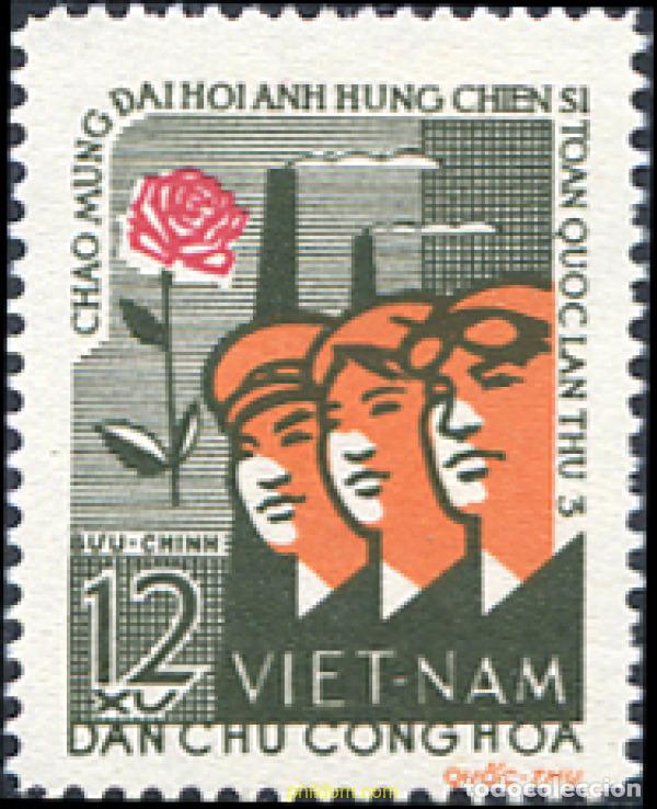 Sellos: 92873 MNH VIETNAM DEL NORTE 1962 3 CONGRESO NACIONAL DE HEROES DEL TRABAJO