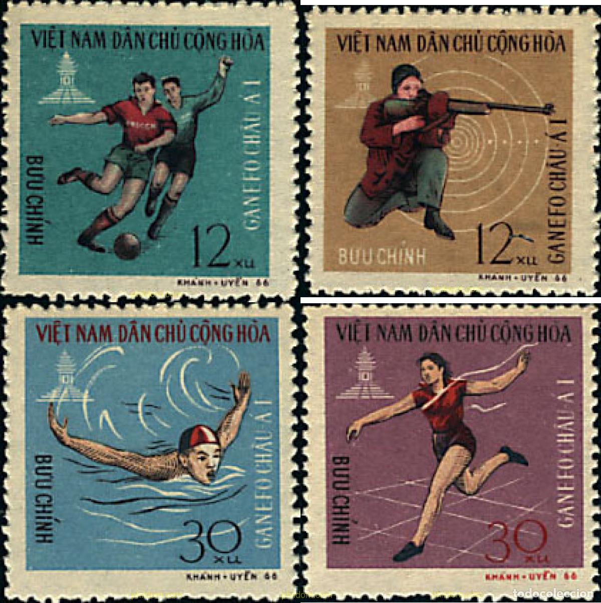 Sellos: 281134 HINGED VIETNAM DEL NORTE 1966 JUEGOS DEPORTIVOS DE LAS NUEVAS FUERZAS