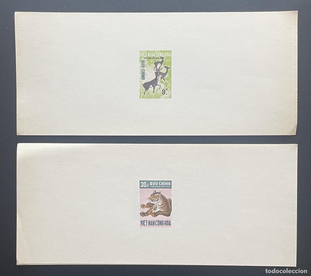 Sellos: Vietnam South 1971 YT 401 402 prueba de lujo vida silvestre ant&iacute;lope tigre