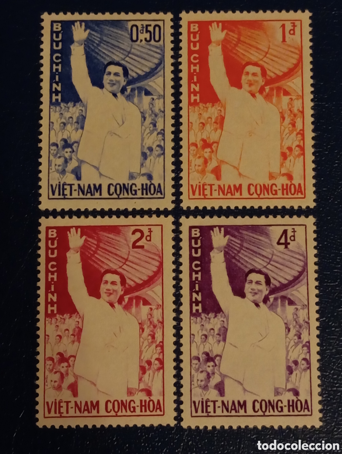 Sellos: Vietnam del Sur 1961 Ngo Dinh Diem Reelecci&oacute;n MNH Scott 158-161 serie 4v