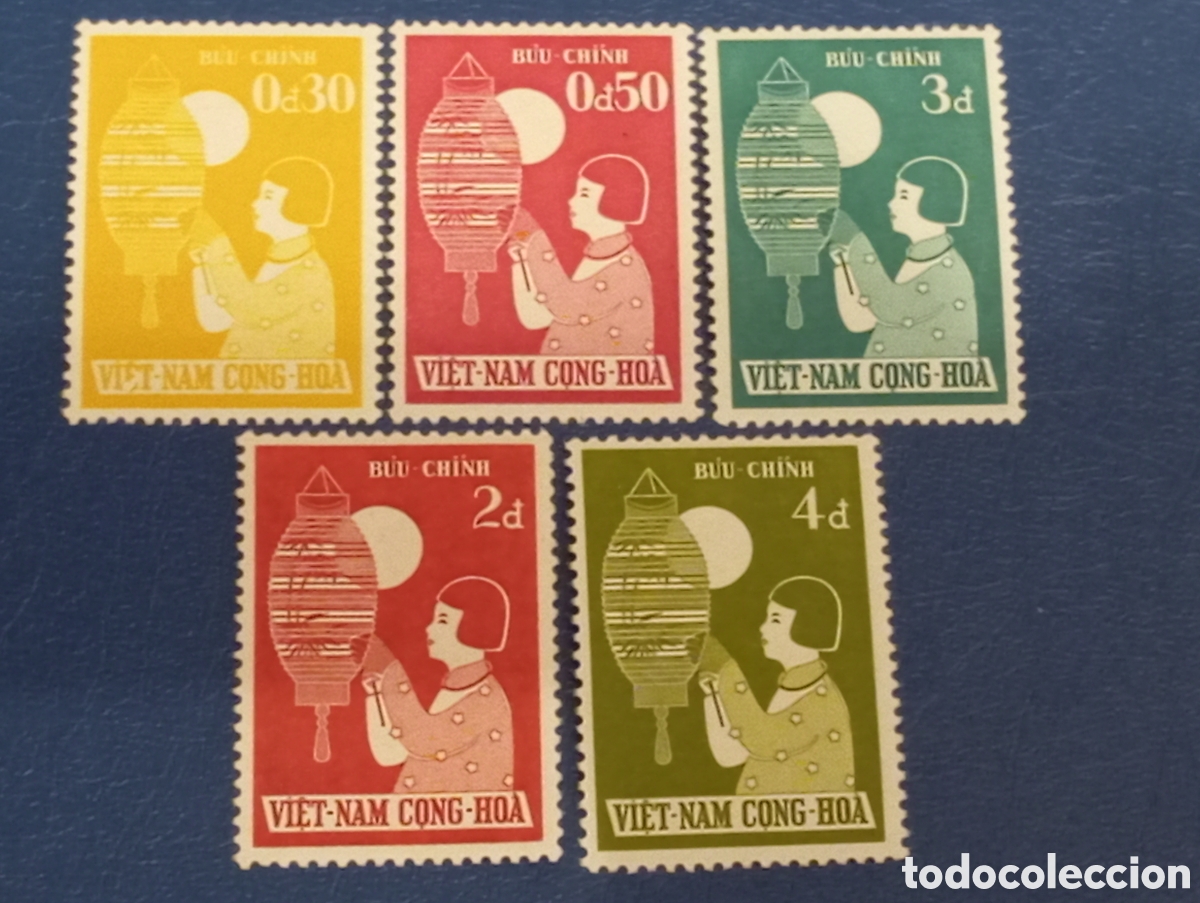 Sellos: Vietnam del Sur 1958 D&iacute;a del Ni&ntilde;o MNH Scott 83-87 serie 5v