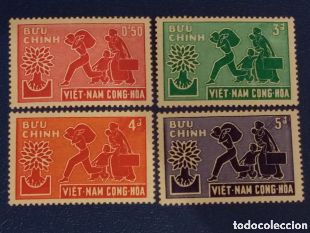 Sellos: Vietnam del Sur 1960 A&ntilde;o del Refugiado MNH Scott 132-135 serie 4v