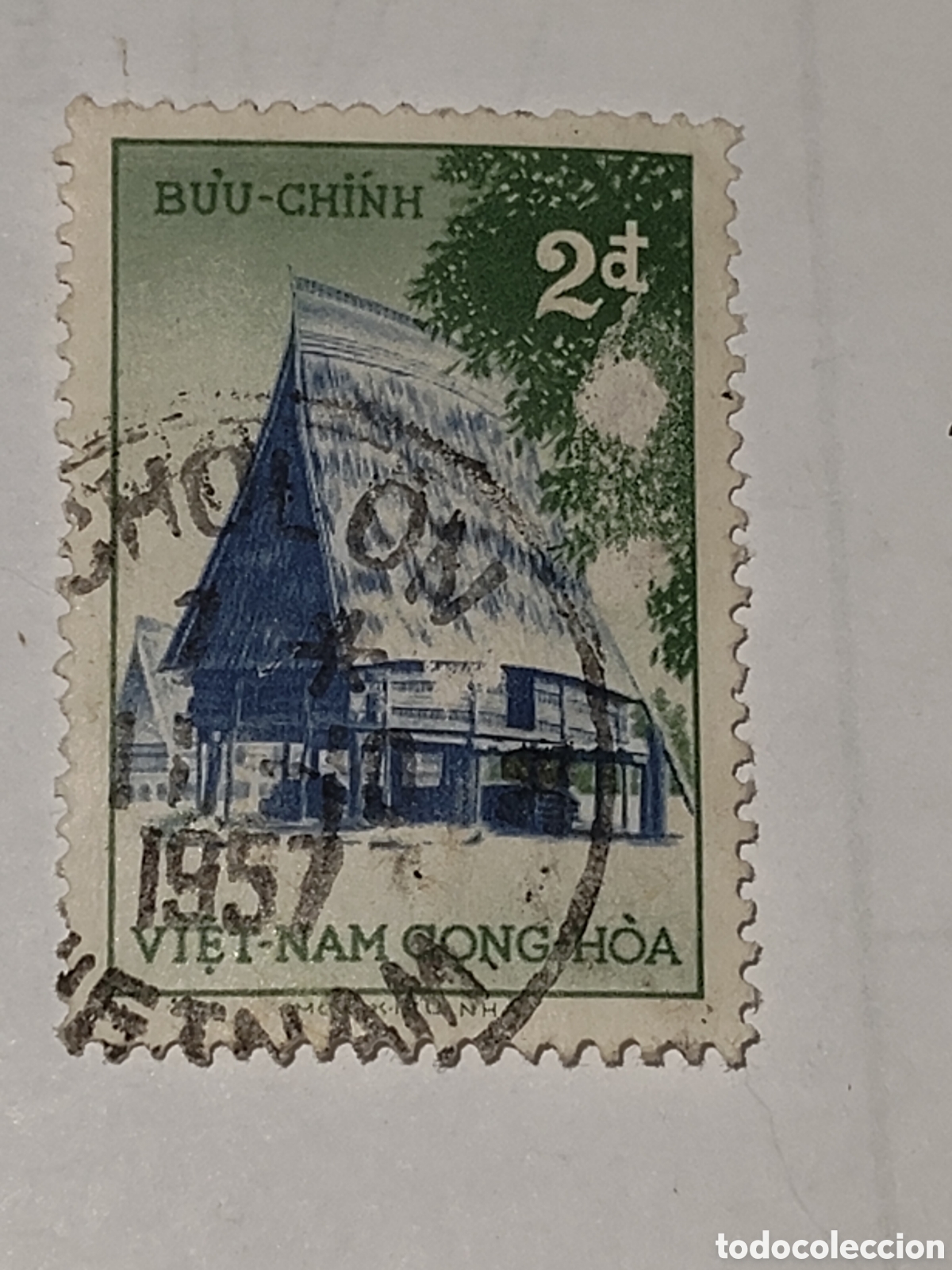 Sellos: Sello de Vietnam del Sur vivienda tradicional en las tierras altas 1957 usado