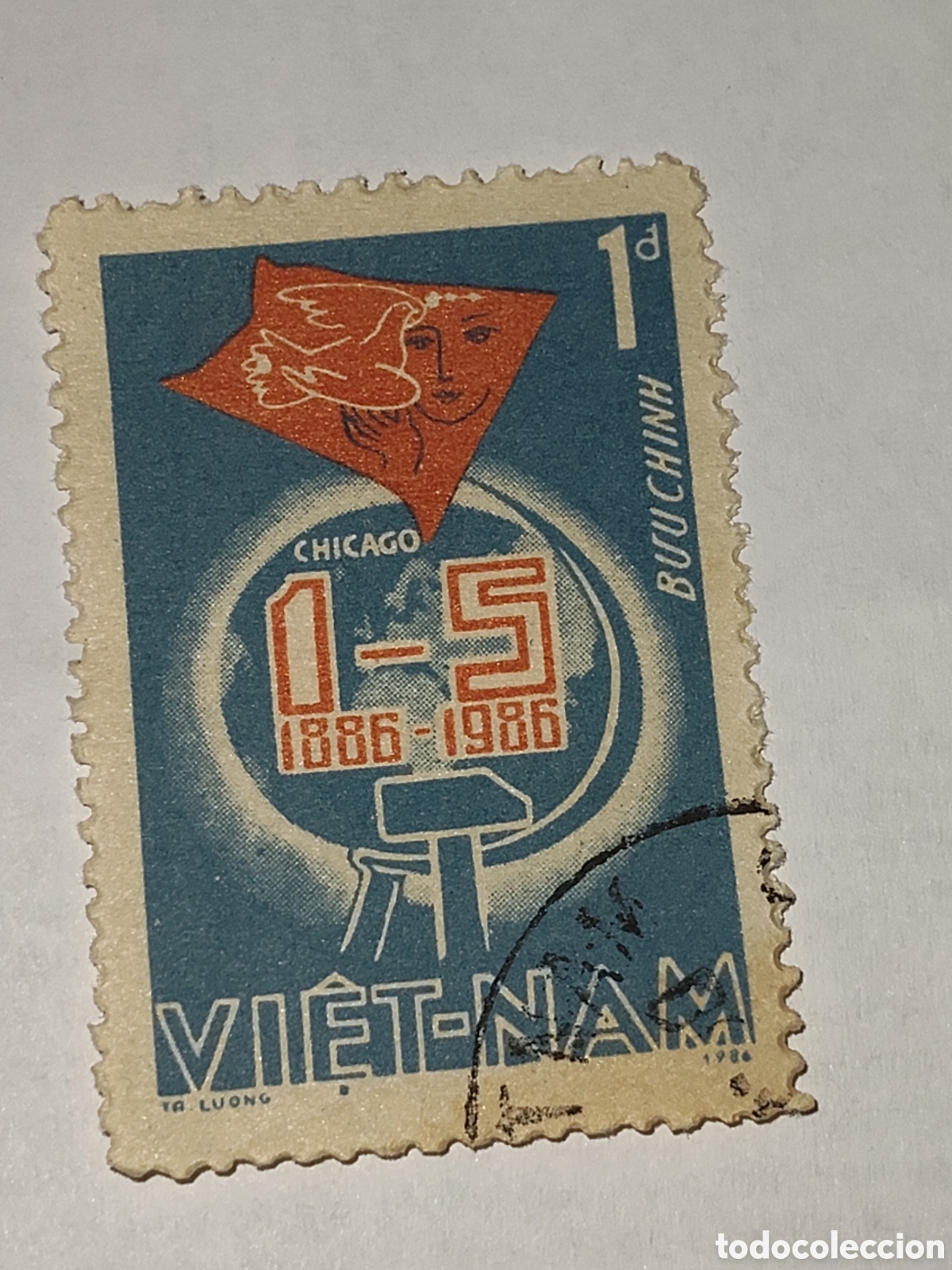 Sellos: Sello de Vietnam Centenario d&iacute;a internacional de los trabajadores 1986 usado