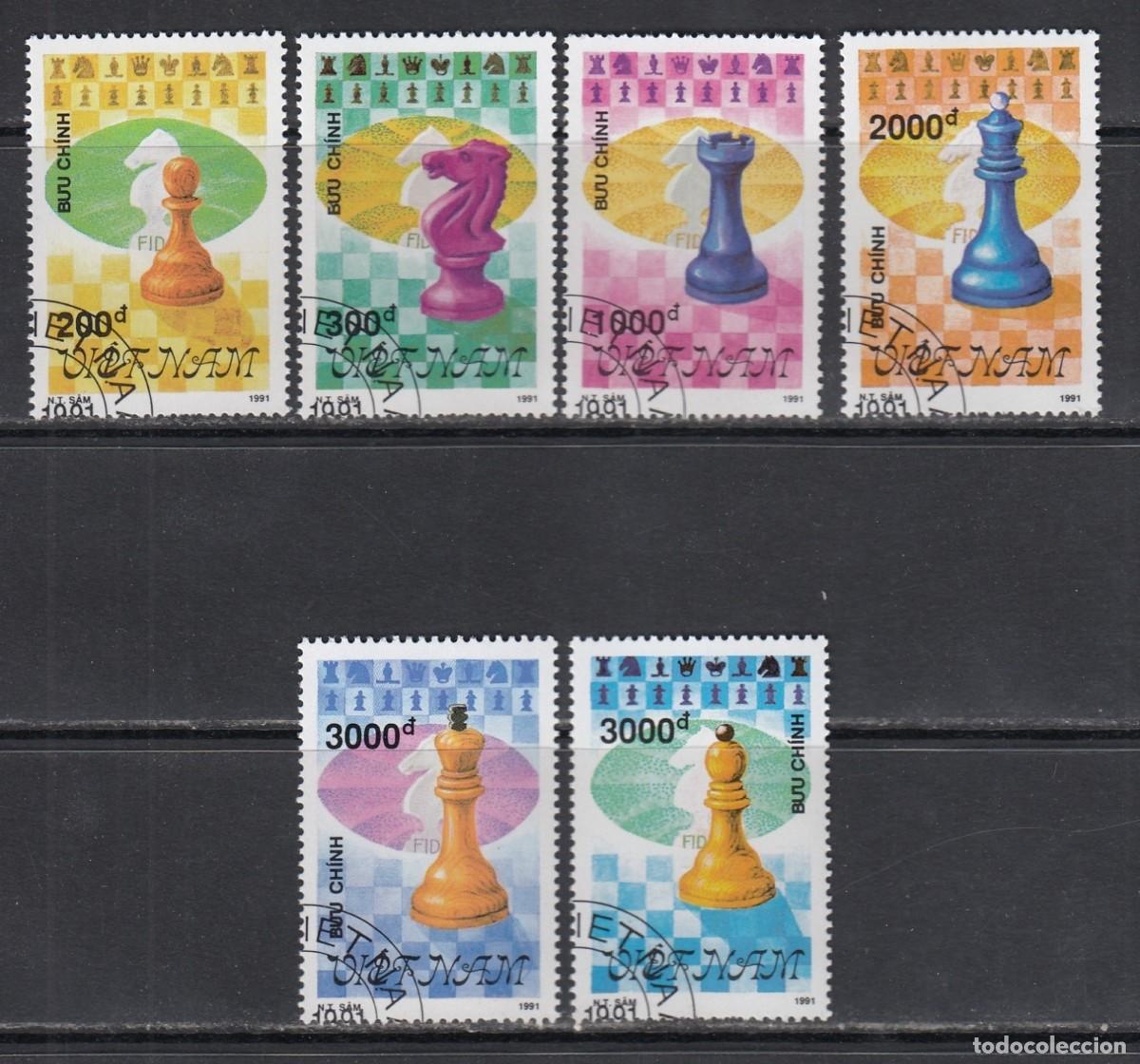 Sellos: VIETNAM 1991 SERIE 6 STAMPS USED MNH CHESS AJEDREZ SCHACH XADREZ ECHECS SCACCHI