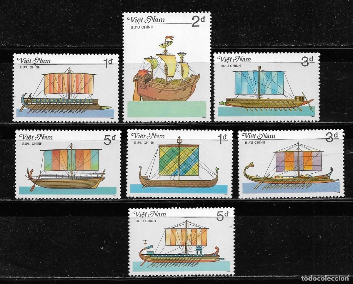 Sellos: VIETNAM 1987, SERIE Ivert 732/38 - BARCOS. MNH.