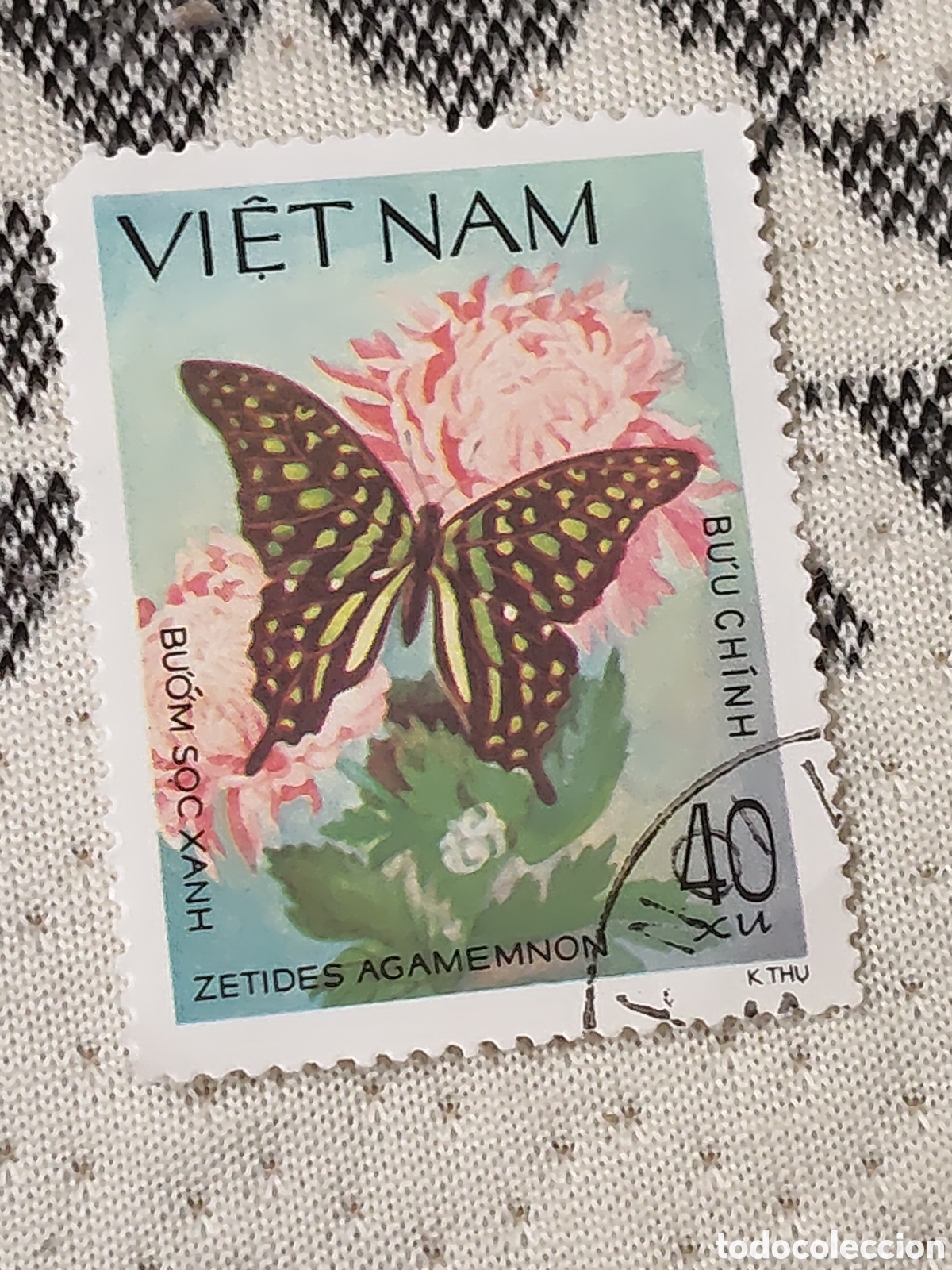 Sellos: Sello de Vietnam mariposa espada verdisecada 1983 muy bueno